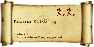 Kubina Kilény névjegykártya